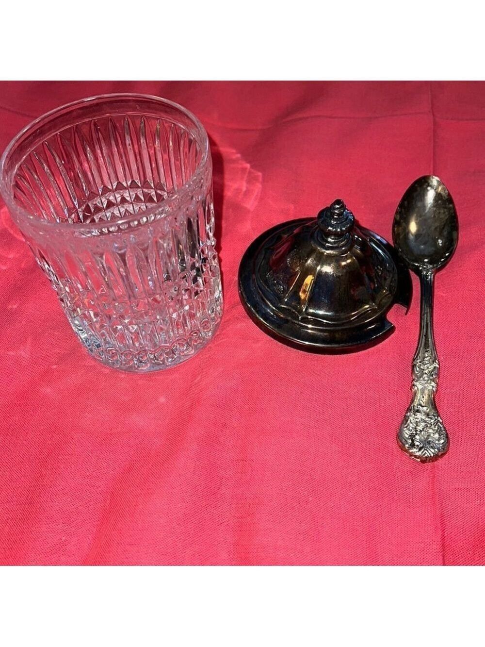 Vintage jam jar. FB Rogers spoon